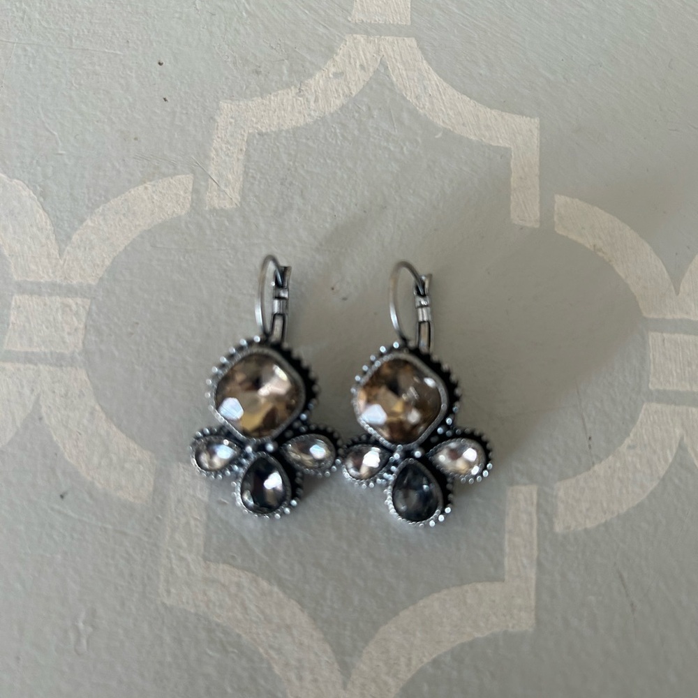 Silver and Black Crystal Earrings
